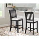 thumbnail image 1 of Casual Seating Black Finish Chairs Set of 2 Rubberwood Transitional Slatted Back Design Dining Room Furniture Counter Chairs, 1 of 2
