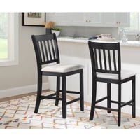 M&Ms - Casual Seating Black Finish Chairs Set Of 2 Rubberwood Transitional Slatted Back Design Dining Room Furniture Counter Chairs