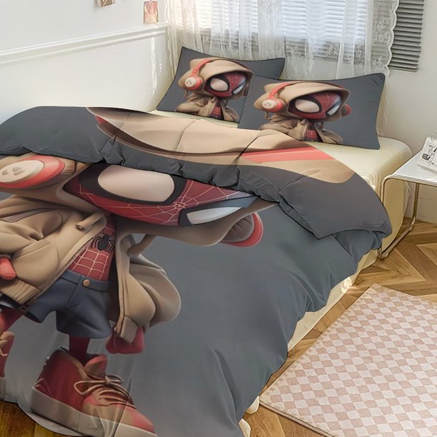Spiderman 'Saving The Day' Microfiber 3-Piece Bedding Set (1 Duvet Cover + 2 Pillow Shams)Kids Bedding Bed Sheets