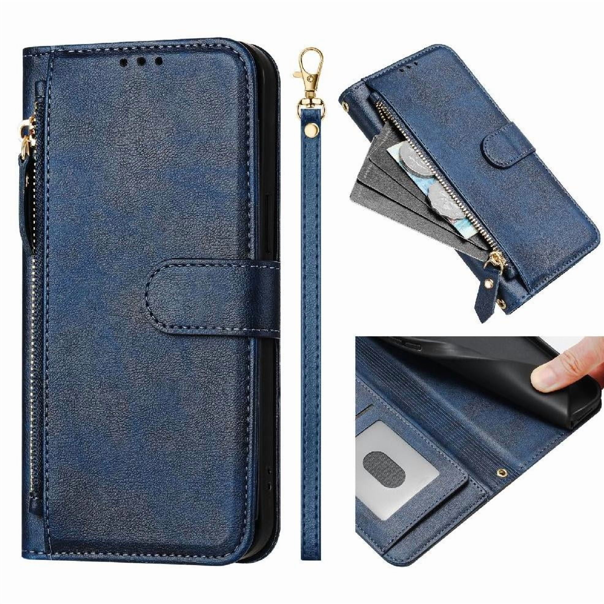 Foxdock - Funda Tipo Billetera Para Blu G53 Con Cremallera Portatarjetas Soporte Correa De Muñeca Cuero Azul