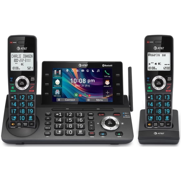 Teléfono inalámbrico residencial y empresarial AT&T DECT 6.0 de 2 teléfonos
