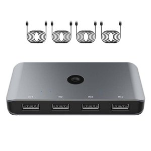 Bothyi - Conmutador Usb 2.0, Estación De Acoplamiento Kvm, Convertidor, Adaptador De Monitor, Salida 4 En 4