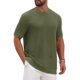 thumbnail image 5 of INSPIRE CHIC Camiseta de Hombre con Textura de Gofre de Manga Corta Cuello Redondo Sólido Casual de Punto XL Verde Oliva, 5 of 6