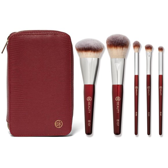 Juego de cepillos BK BEAUTY Travel con bolsa, 5 piezas, veganos, libres de crueldad animal