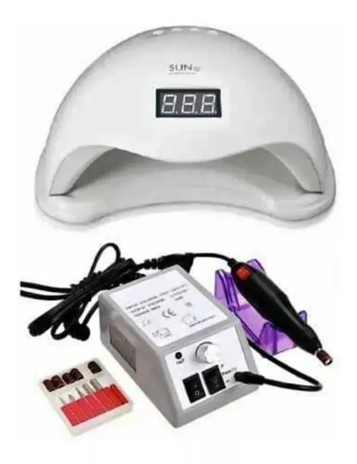 Max - Lampara Uv Manicure48W + Pulidor De Uña Torno Para Manicure