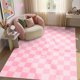 thumbnail image 1 of ALFOMBRA GarveeHome 150 cm Rosa a Cuadros Lavable para Niñas, 1 of 4