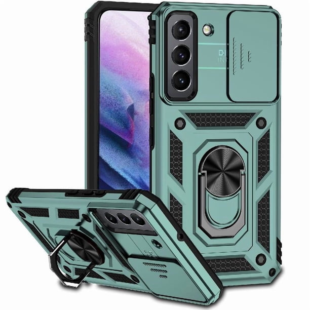 Funda Resistente Anillo Soporte Samsung Galaxy S22 Privacidad Cámara Montaje Magnético Verde
