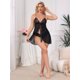 thumbnail image 2 of INSPIRE CHIC Conjunto de Lencería de Encaje para Mujeres Camisón Escotado Malla Floral Transparente Ropa de Dormir sin Alambres con Tangas L Negro, 2 of 5