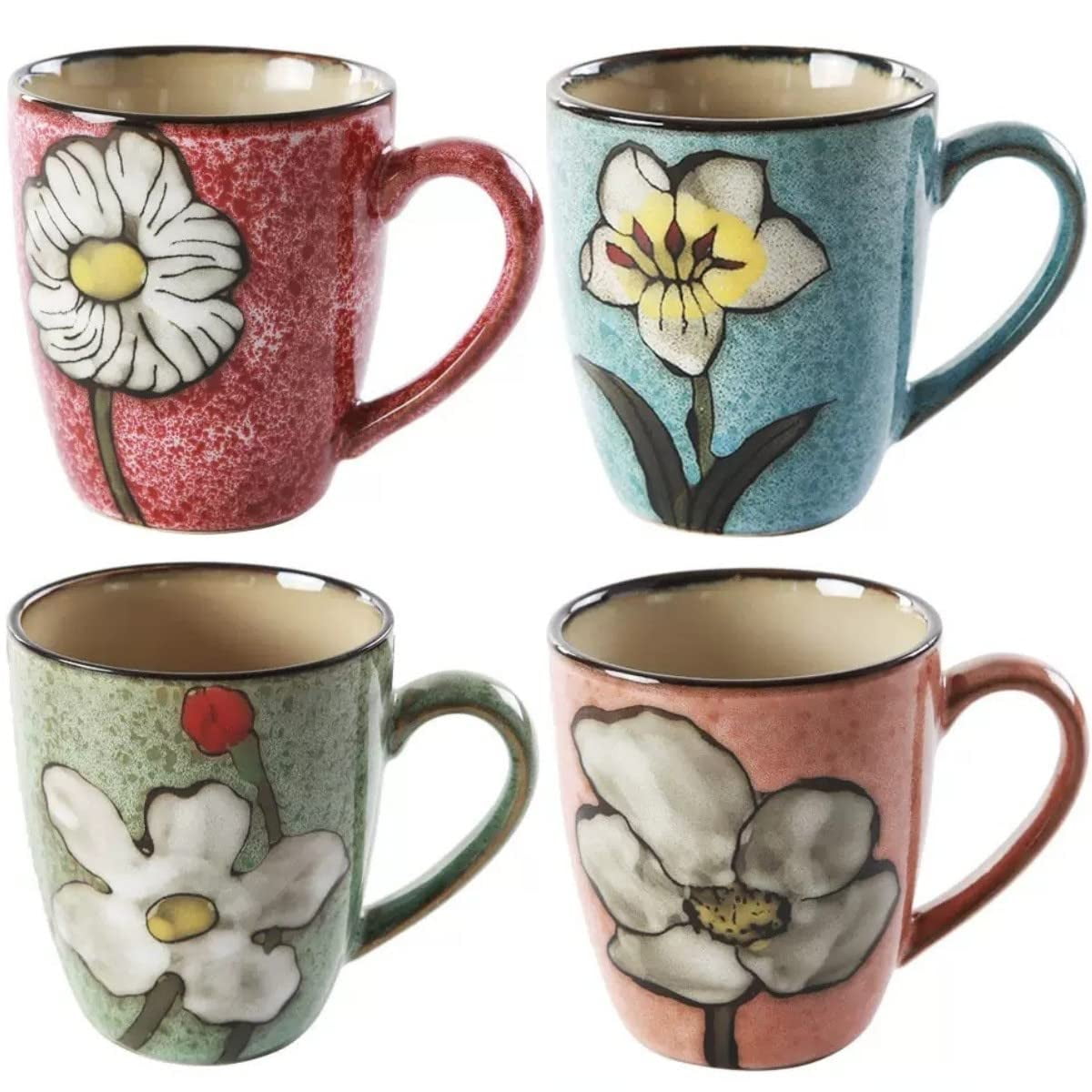 Taza Cappuccino Rockgoldbug Ceramics De Porcelana De 350 Ml, Color Rojo, Azul, Verde Y Rosa