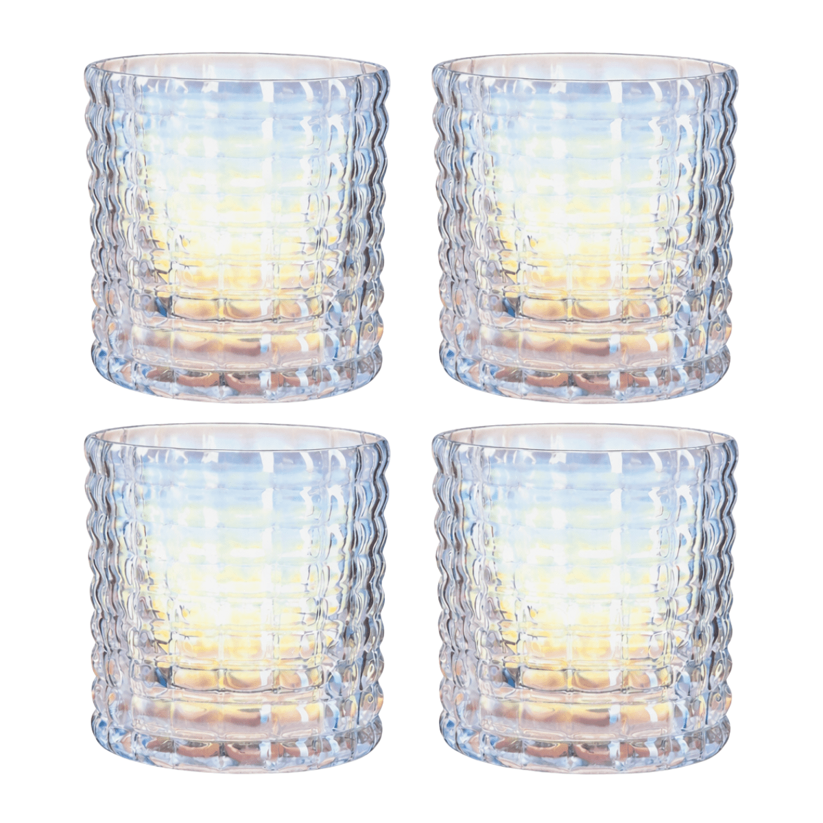 Danny Home - Set 4 Vasos De Vidrio Bajo Corto Tornasol Estilo Nórdico