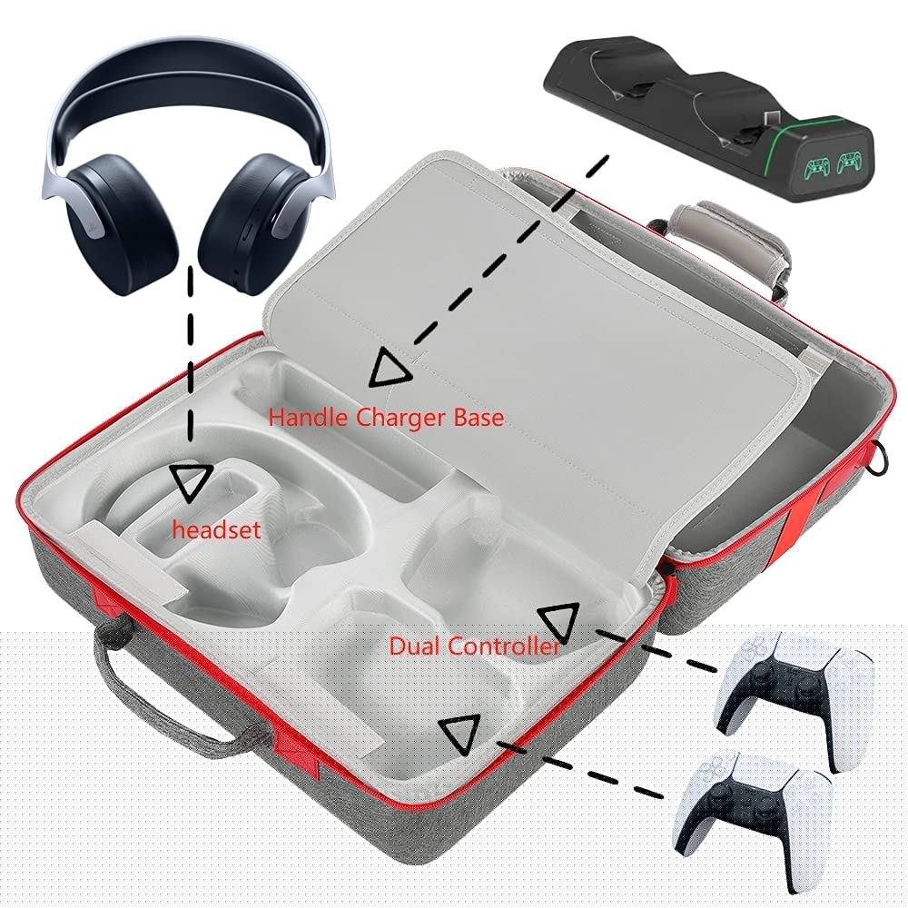 thumbnail image 4 of Funda de transporte compatible con PS5, funda de viaje rígida, funda protectora organizadora para consola PlayStation 5, mando doble y accesorios-Para Ps5 2020, 4 of 8