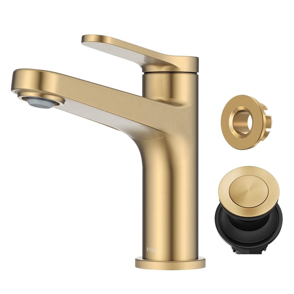 Grifo de lavabo Kraus Indy de una sola manija, latón sin manchas