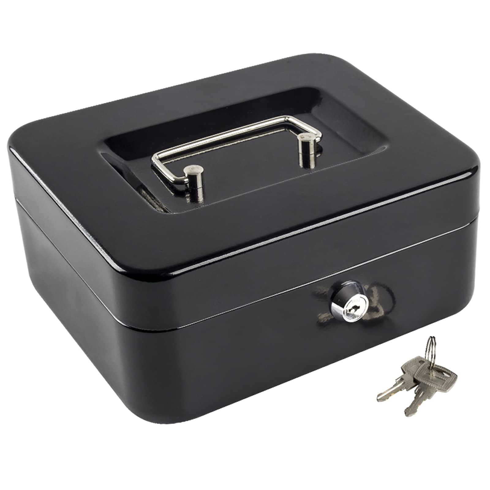 Caja Kyodoled Mediana Con Bandeja Para Billetes Y Llave, 20 X 16 X 9 Cm, Color Negro
