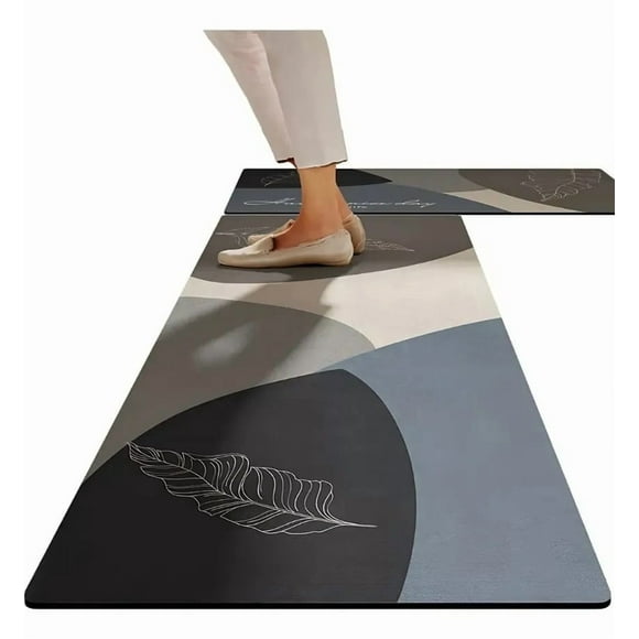Set 2 Alfombras De Cocina Antideslizante 120*40cm + 60*40cm Alfombra Para Cocina Piso Entrada Baño Antideslizante Juego 2