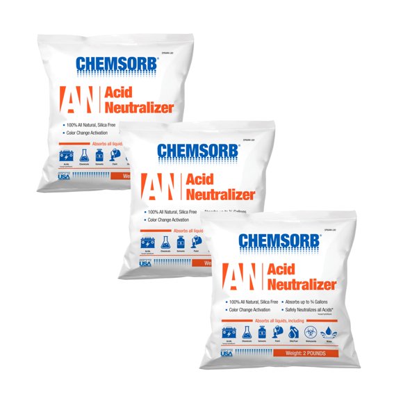 Absorbente neutralizante de ácidos Chemsorb en bolsa de 2 kg, paquete de 3