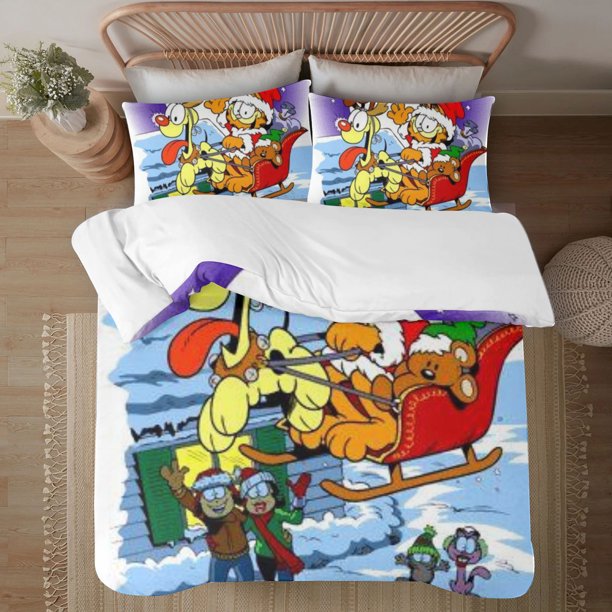 Garfield 3-Piece Bedding Set For Kids Boys Girls Adult Cartoon Warm Cute Fashion Holiday Present Gift Bed Sheets