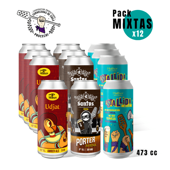Pack 12 cervezas Mix 473 cc c/u