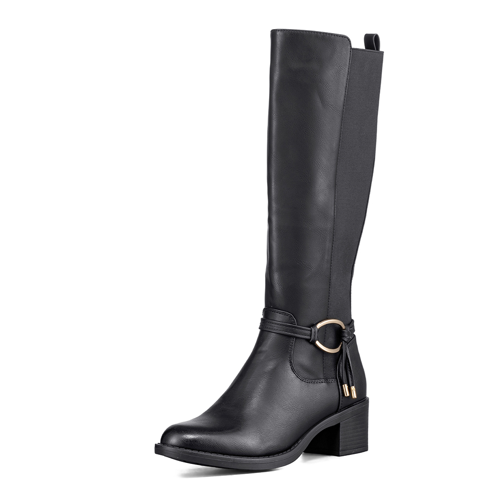 Bota Larga Mujer Casual Eco Cuero Tacon Grueso Weide Zs71