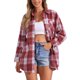 thumbnail image 1 of INSPIRE CHIC Camisa de Franela Vintage a Cuadros para Mujer, Manga Larga, Botón, Cuello Abatible, Blusas, Tops, Cárdigan Casual XS Rojo Oscuro, 1 of 6