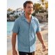 thumbnail image 4 of INSPIRE CHIC Camisa Texturizada de Hombre Manga Corta Abotonada Camisas de Playa de Verano 2XL Azul, 4 of 5