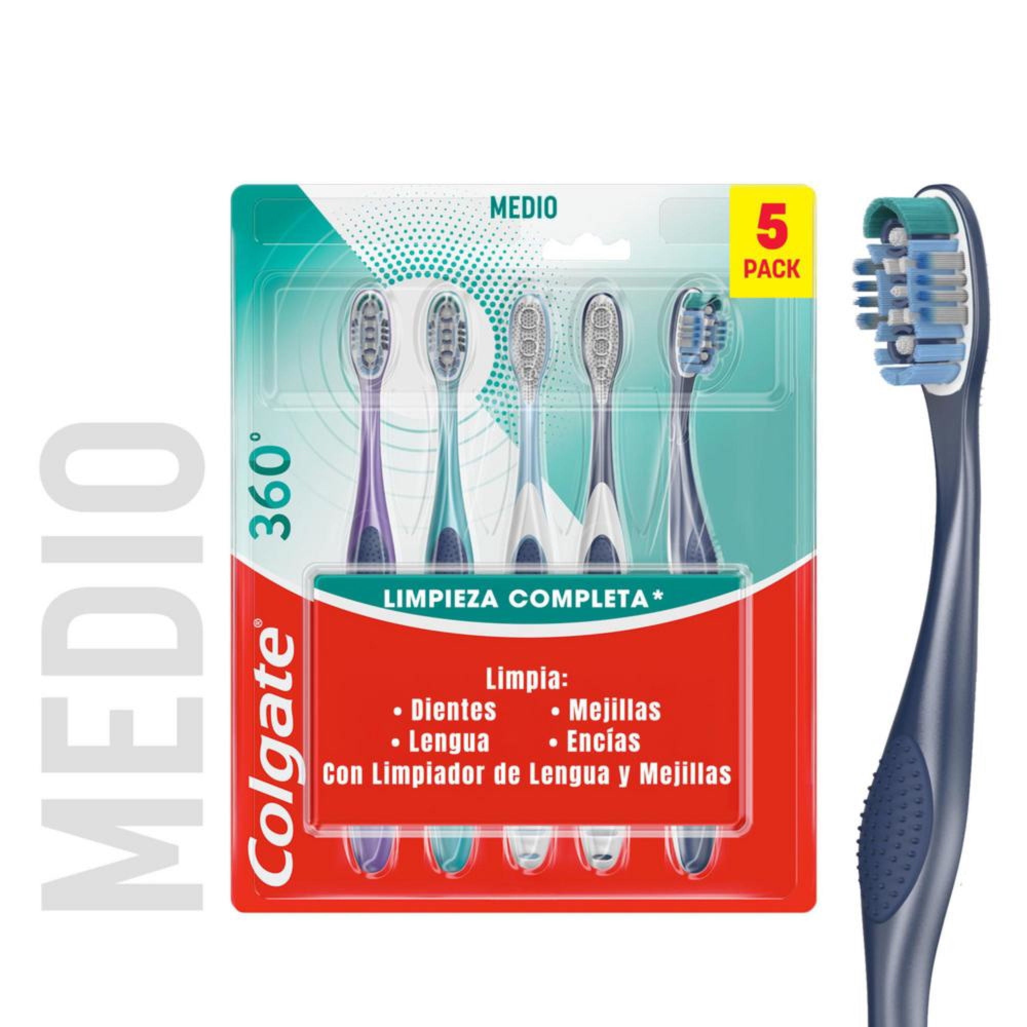Cepillo De Dientes 360° Medio Limpieza Completa 5 Un Colgate
