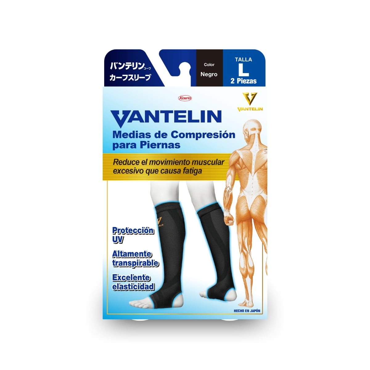 Pantorrillera Compresora Vantelin (l, Black)