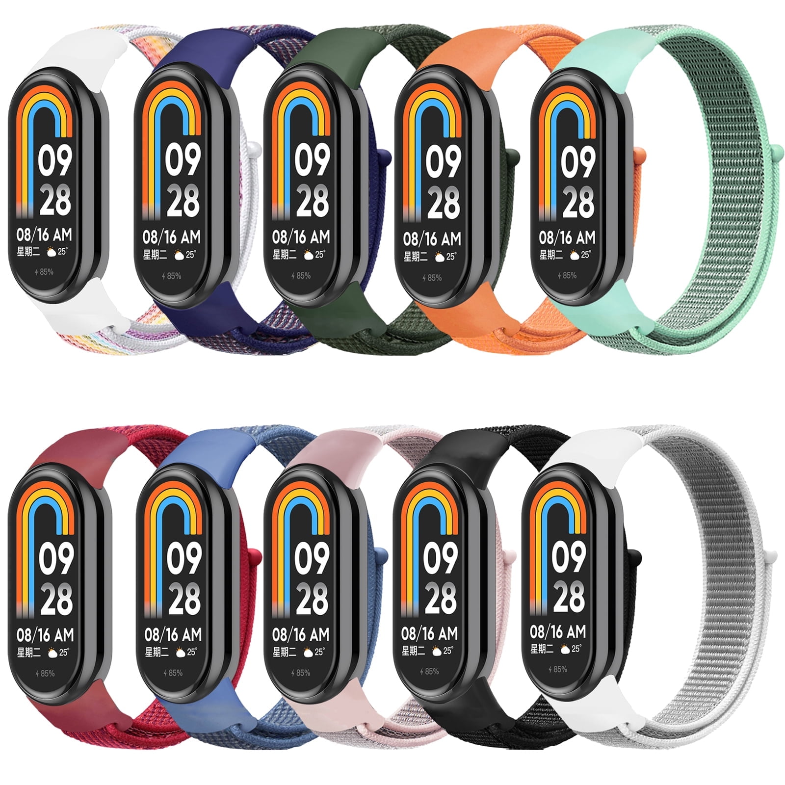 Aaronmei - Correa Para Xiaomi Mi Band 8 Paquete 10 Nylon Trenzado