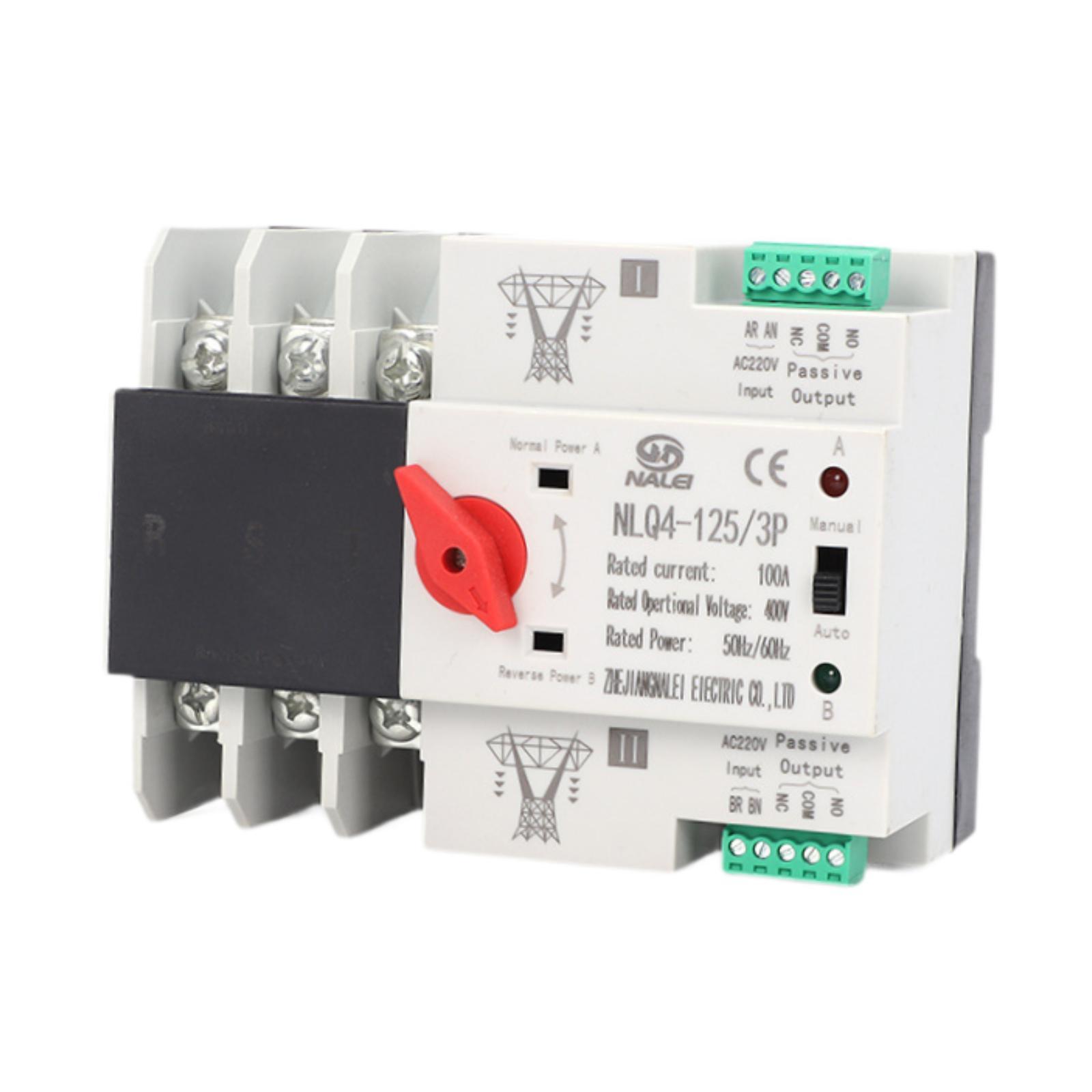 Ioensy - Interruptor De Transferencia Automático De Doble Potencia Interruptor De Selección Eléctrica Resistente 100A 100A 3P