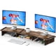 thumbnail image 1 of Soporte para doble monitor, ajustable, de madera, color marrón oxidado, 1 of 9