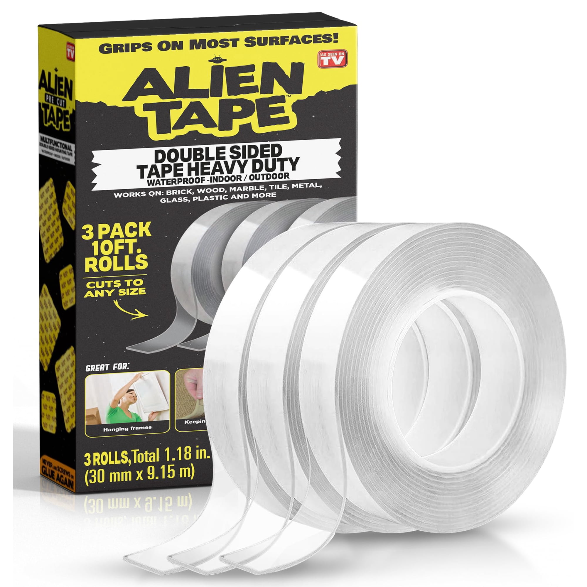Bell+howell - Cinta Adhesiva De Doble Cara Alien Tape, Resistente, 30 Pies/10 M