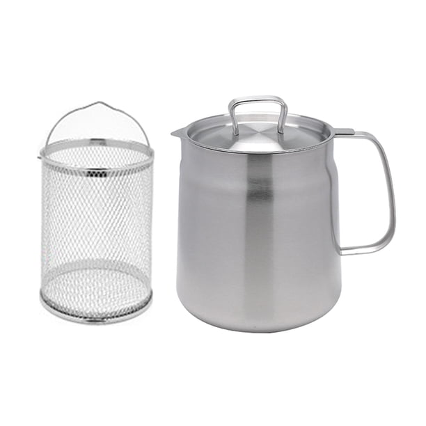 Contenedor De Grasa De Tocino, Filtro De Aceite De Acero Inoxidable, Colador De Aceite Doméstico, Olla De 2,0 L Con Cesta