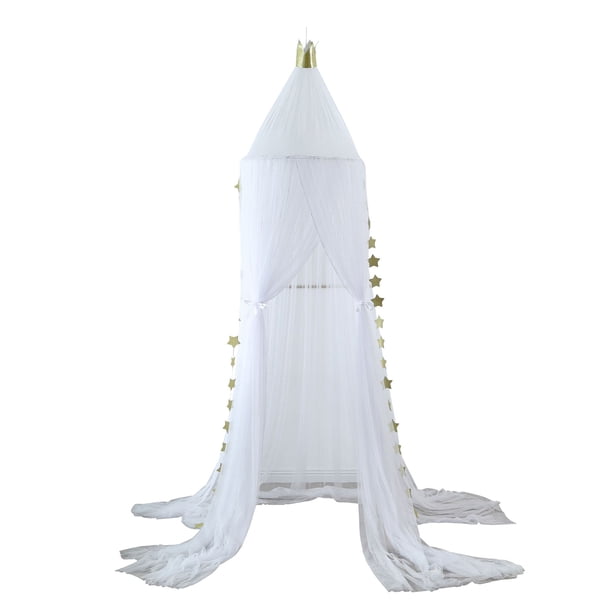 Dosel de cama con estrellas para niñas, dosel colgante redondo con forma de cúpula para rincón de lectura, decoración de habitación infantil, 65 x 220 x 1000 cm
