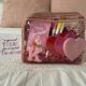 thumbnail image 2 of Neceser PACKISM aprobado por la TSA, bolsa de maquillaje transparente de color rojo melocotón con marco de soporte, bolsa de aseo transparente para viajes, gruesa y sin olor, 2 of 8