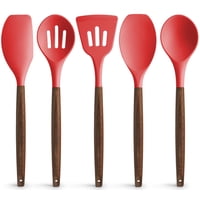 Zulay Kitchen - Set De Utensilios De Cocina Zulay De Silicona Antiadherente Con Madera De Acacia
