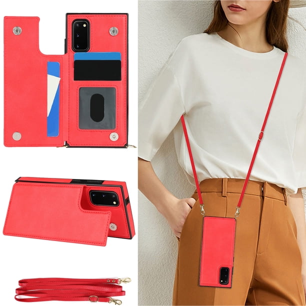 Crossbody PU Leather Case For Samsung Galaxy S23 S22 Plus Note 20 Ultra Wallet Card Slot Stand Holder Phone Bag Cover