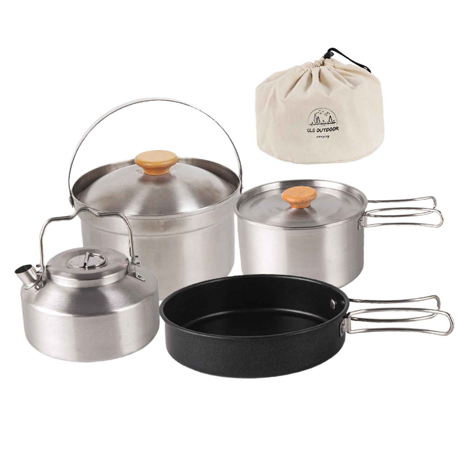 Ioensy - Sartén Hervidor Con Bolsa De Almacenamiento Juego De Utensilios De Cocina Para Acampar Para Pescar Barbacoa Para Acampar