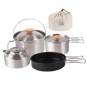 Ioensy - Sartén Hervidor Con Bolsa De Almacenamiento Juego De Utensilios De Cocina Para Acampar Para Pescar Barbacoa Para Acampar