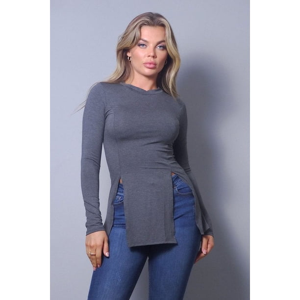 Elegante y Chic Top de Otoño con Aberturas y Mangas Largas