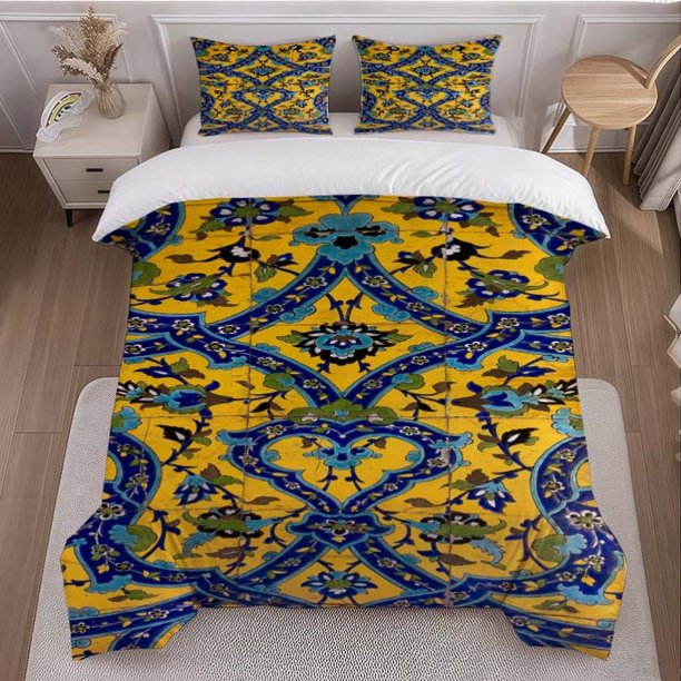 Islamic Tiles Quilt Cover Set Theme Bedding Three-Piece Set Quilt Cover Pillowcase Set