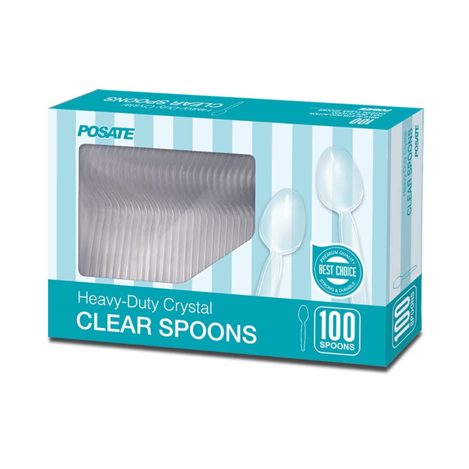 Cucharas De Plástico Posate, Pesadas, Transparentes, 100 Unidades