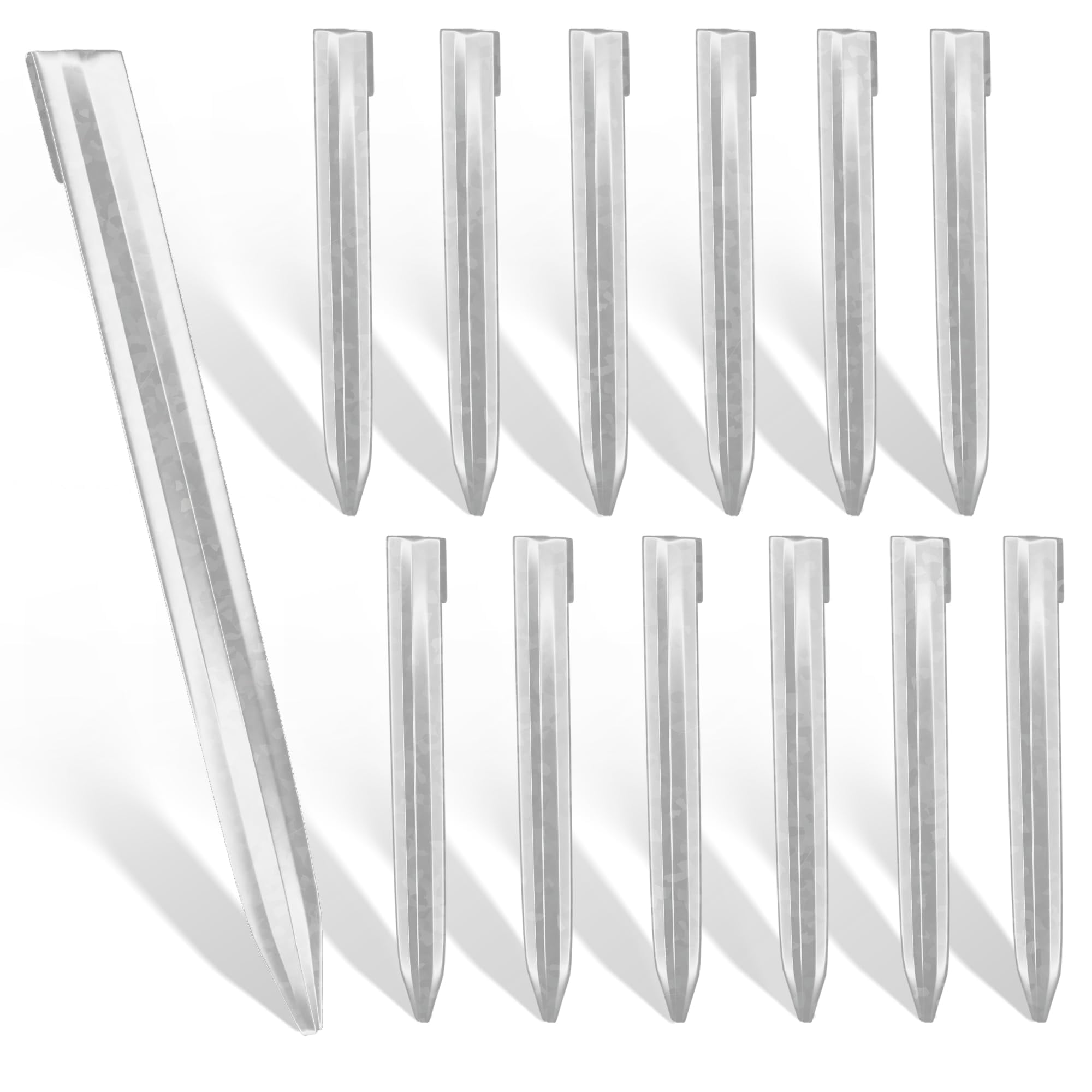 Worth - Estacas De Jardín, 13 Unidades, 30 Cm, Acero Galvanizado Plateado