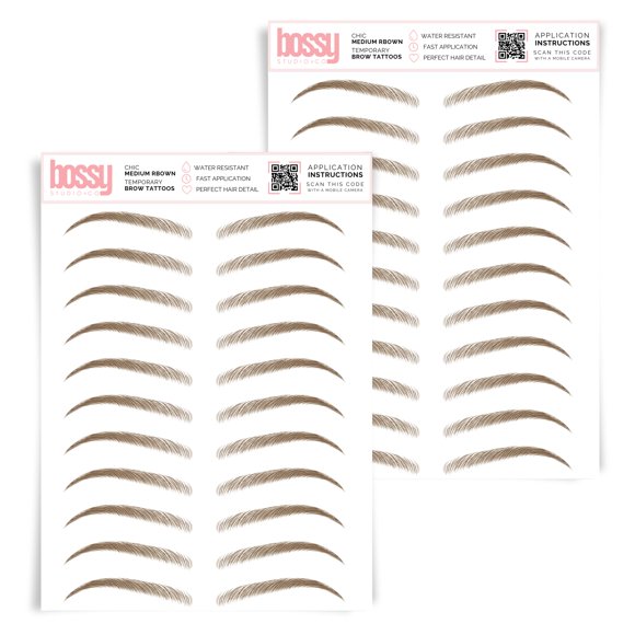 Tatuajes Temporales de Cejas Brows by Bossy Pack de 2 - Impermeables y Chic