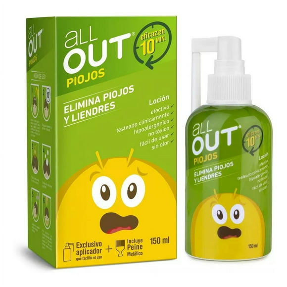 All Out Loción Piojos Y Liendres, 150 Ml + Cepillo Metálico