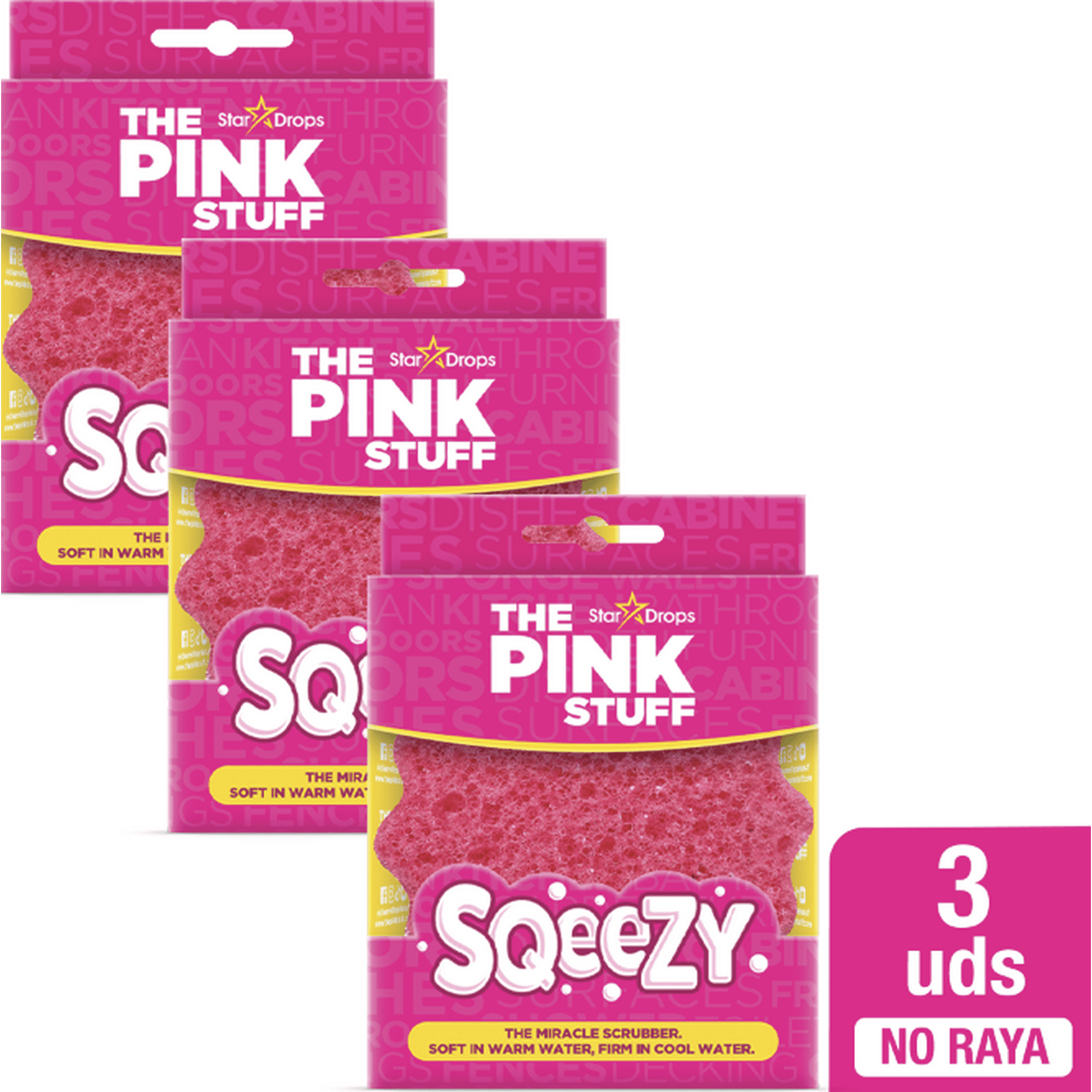 Pack X 3 Esponja Sqeezy The Pink Stuff 1 Un