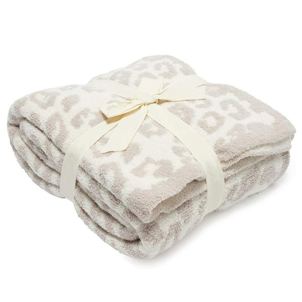 Manta de lana de medio terciopelo Manta de punto con estampado de leopardo para niños Manta de punto con forro polar Manta descalza con estampado de leopardo Manta de ensueño