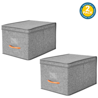 Pack 2 Cajas Organizadoras Carry All Plegables Closet Ropa Accesorios Large Apilables Con Tapa