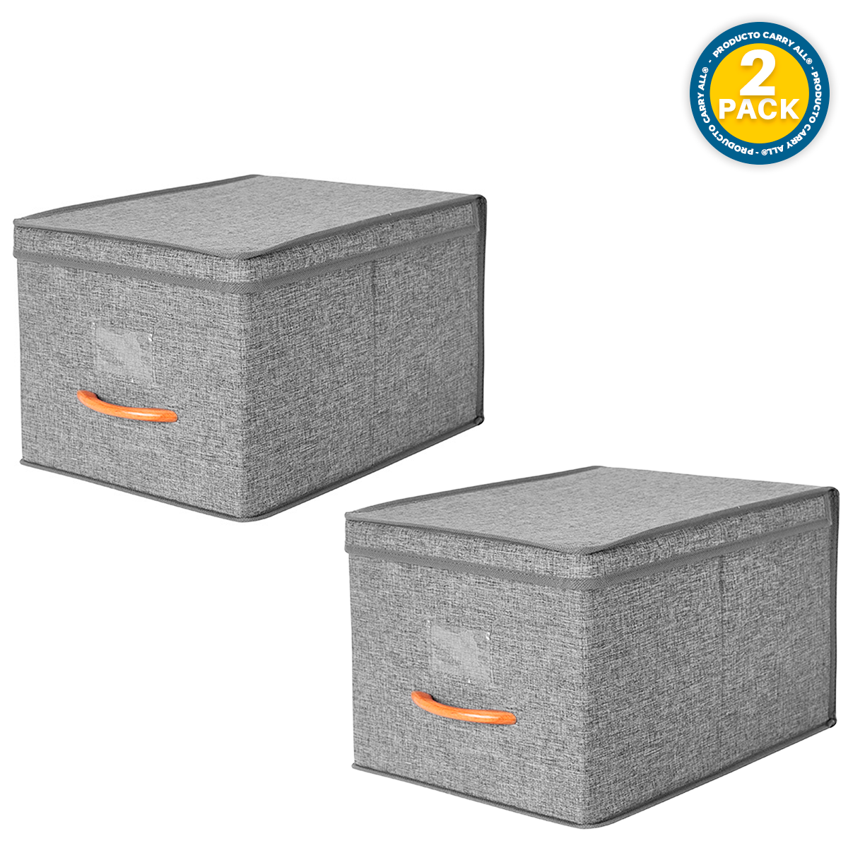 Pack 2 Cajas Organizadoras Carry All Plegables Closet Ropa Accesorios Large Apilables Con Tapa
