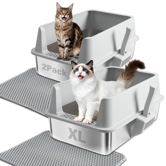 Caja de Arena para Gatos EGMEHOAD XL Acero Inoxidable 60x40x30 cm