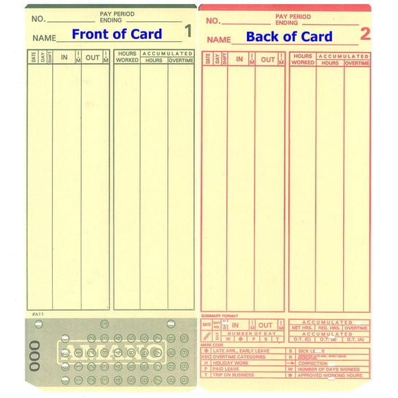 Tarjetas de tiempo COMPUMATIC Amano MJR-7000/8000 1000 por caja