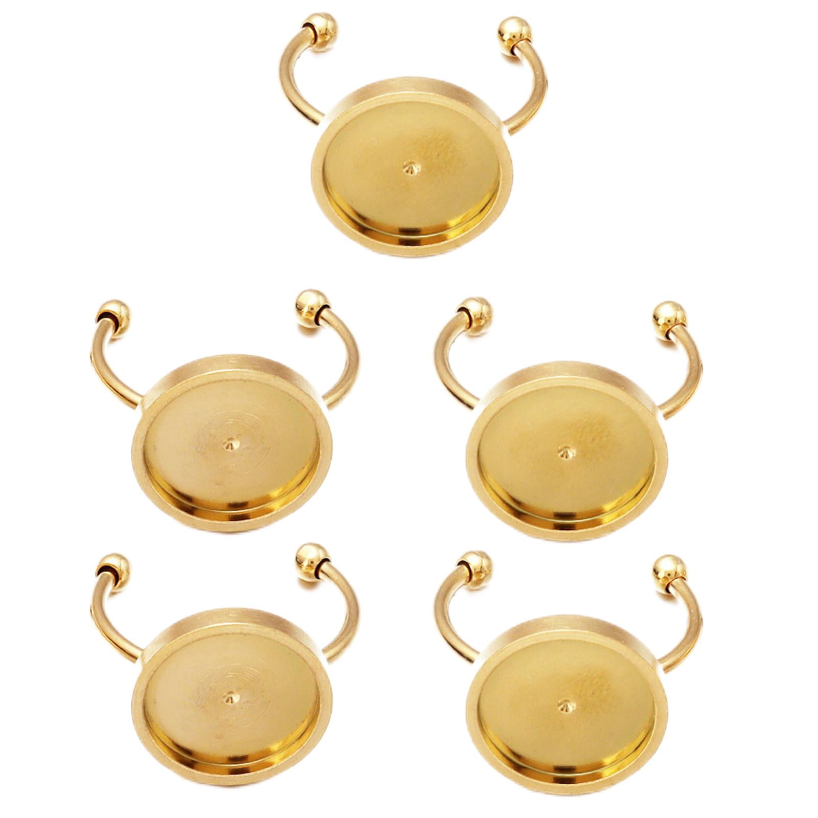 Bothyi - Base De Anillos De Acero Inoxidable, 5 Uds., Suministros Para Fabricación De Joyas, Bandeja Redonda, Bricolaje, Oro, 8mm